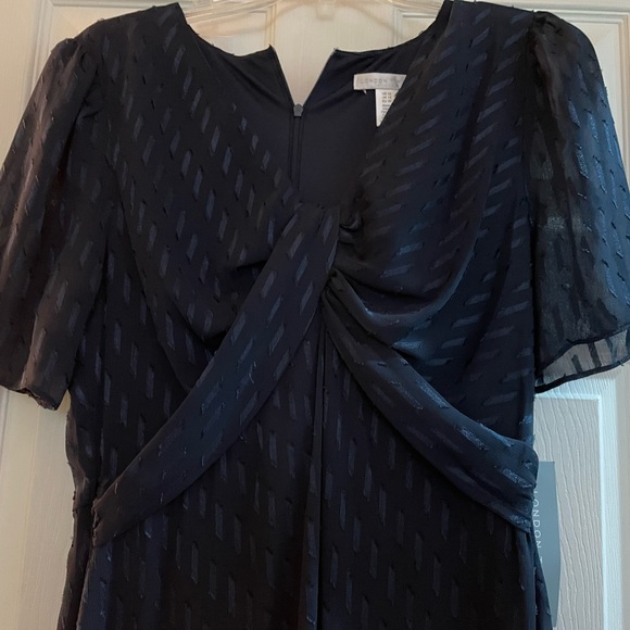 London Times Navy Maxi Dress with Flutter Sleeve - Picture 2 of 9